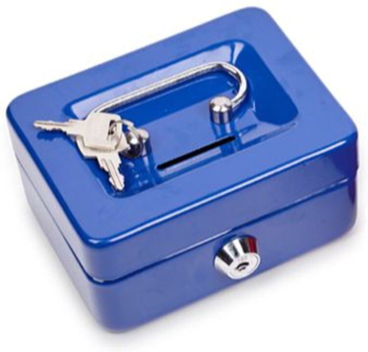 Geldkassette mit Schloss und Schlitz, kleine Geldkassette mit Geldfach, Sparschwein aus Metall, Safe, 12,4 x 9,4 x 6,1 c...