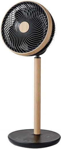 Fabrilamp - Ventilator de Fuß colibri schwarz/Holz 25w 12vel 70x28,5x28,5cm 3asp Motor dc w/remote und timer