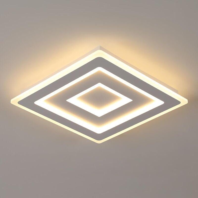Moderne LED-Deckenleuchte, 52W Quadratische LED-Deckenlampe, Weiße Acryl-Deckenleuchte für Schlafzimmer, Wohnzimmer, Flu...