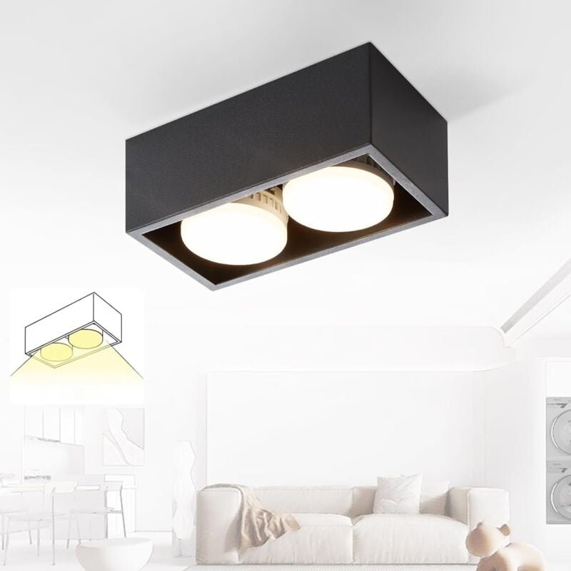 Thumbnail - Deckenspots led Aufbauspot - Schwarz Aufbaustrahler 2 stück Flammig Schwenkbar Deckenstrahler Warmweiß Aufbauleuchte Mod...