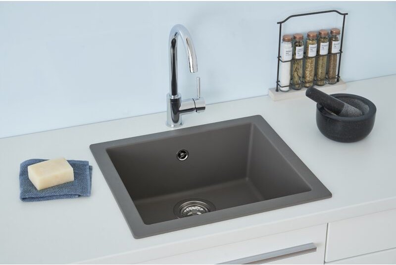 Thumbnail - Küchenspüle Einbauspüle Spüle Granit Mineralite 50 x 44 Grau Respekta Ohio
