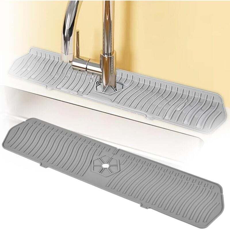 Tappetino per rubinetto in silicone grigio, cuscinetti per rubinetto in silicone, tappetino anti-schizzi per lavello, ta...