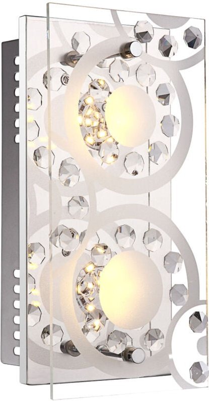 Wandleuchte Kristall led Wandlampen modern Wandleuchte Glas satiniert, 2x 4W 2x 320 lm warmweiß, LxB 24x12 cm