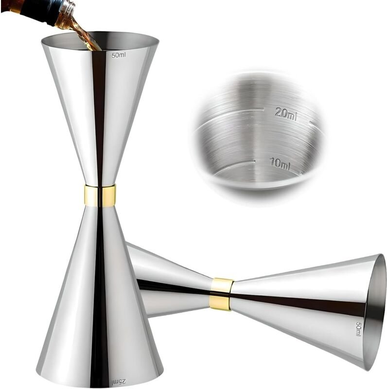 Cocktail-Jigger, Spirituosenmessbecher aus Edelstahl, professioneller Barkeeper-Messbecher, Doppel-Jigger mit Markierung...