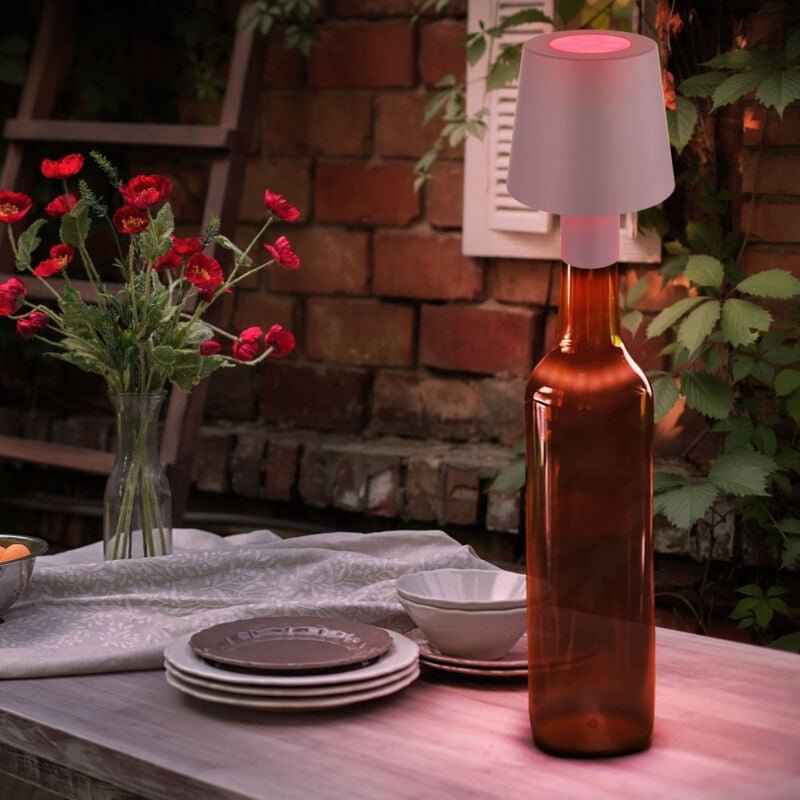 Globo Lighting - rgb led Tischlampe Akku Flaschenleuchte Aufsatz Flaschenhals Dekolampe Touchdimmer, usb, grau, 1W kaltw...