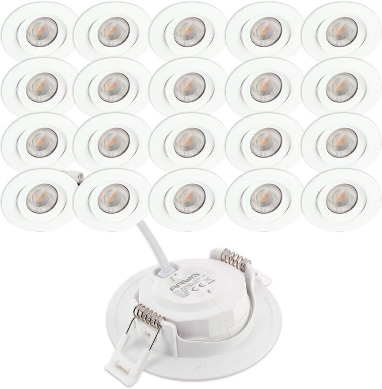 Arum Lighting - 20 LED-Einbauleuchten asturia Einstellbar 7W Äq. 75W Farbtemperatur: Warmweiß 3000K