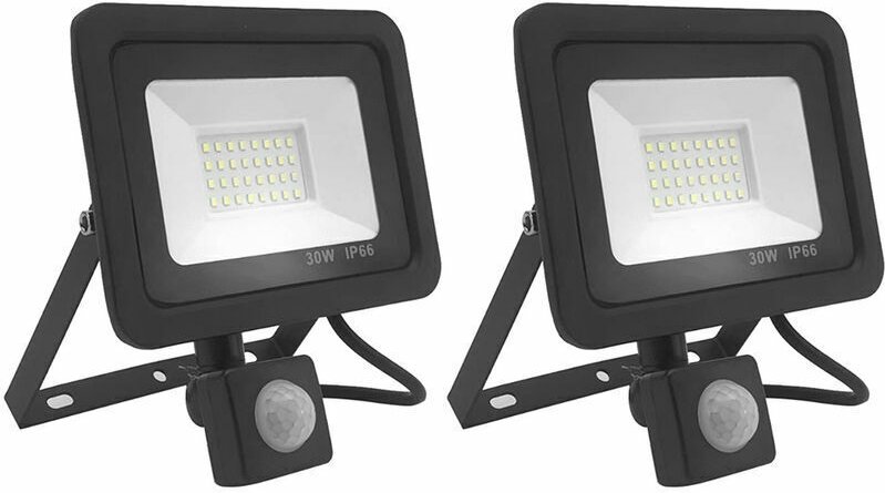 30-W-LED-Flutlicht mit Bewegungsmelder, 6000 K, 1200 lm, superheller LED-Außenstrahler, IP66 wasserdichte Sicherheitsleu...
