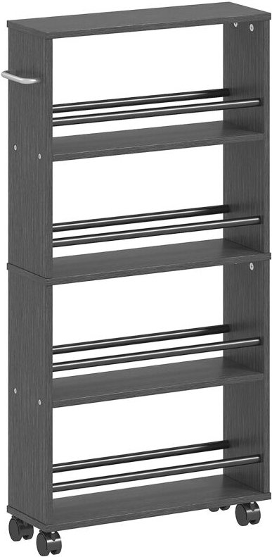 vitrine à rangement mobile avec roulettes Wood Black 45 00 x 15 00 x 91 00 cm