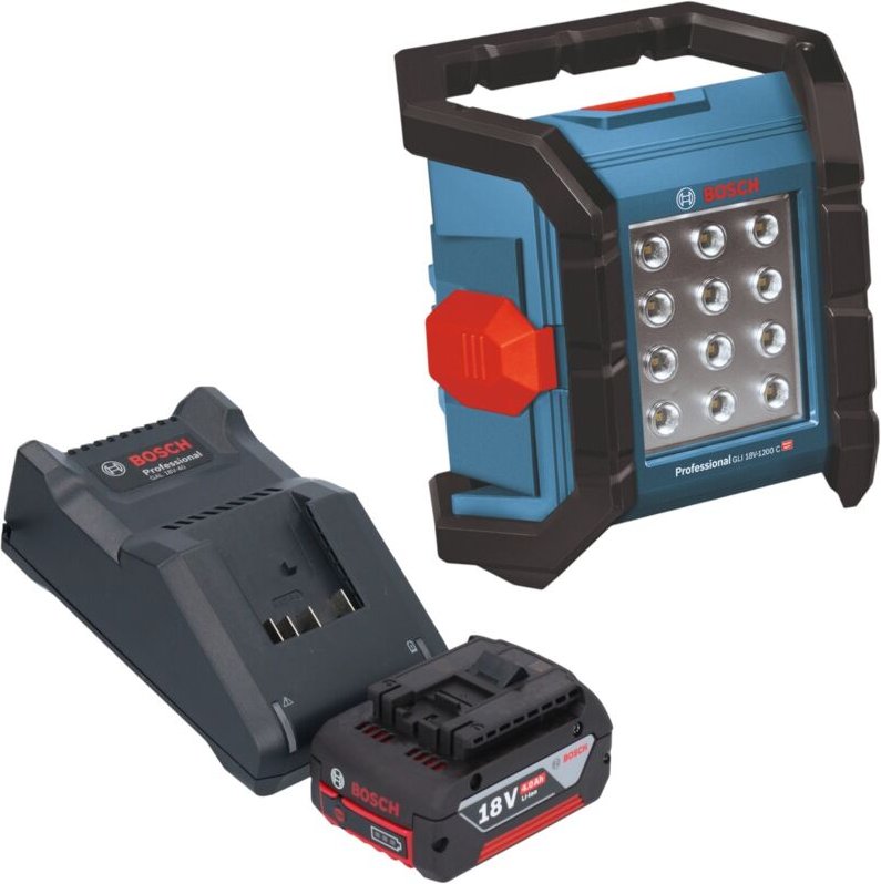 Bosch GLI 18V-1200 C Professional Akku Baustrahler 18 V 1200 lm + 1x Akku 4,0 Ah + Ladegerät