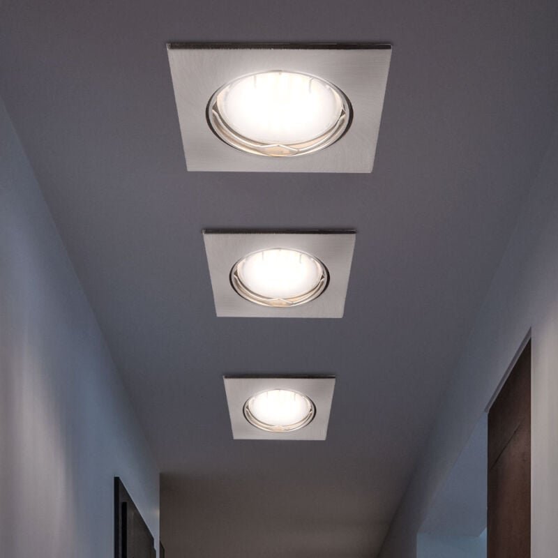 Led Einbaustrahler quadratisch Deckenspot Deckenlampe Flurleuchte Einbauspot schwenkbar, Aluminium nickel matt, 5W 330lm...