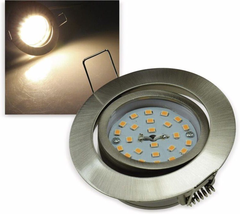 CHILITEC LED-Einbauleuchte "Flat-32" EEK F, 5 W, 470 lm, 2900 K, Edelstahl