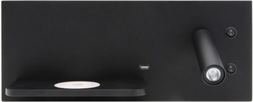 Wandleuchte 2+8w 4000k velazquez dcho schwarz usb+qi 130lm doppelte zündung 14x35x14 cm