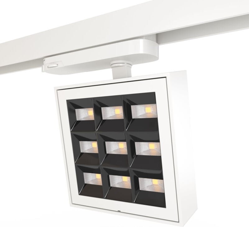 Quadratischer led 3-Phasen-Schienenstrahler – Einstellbare