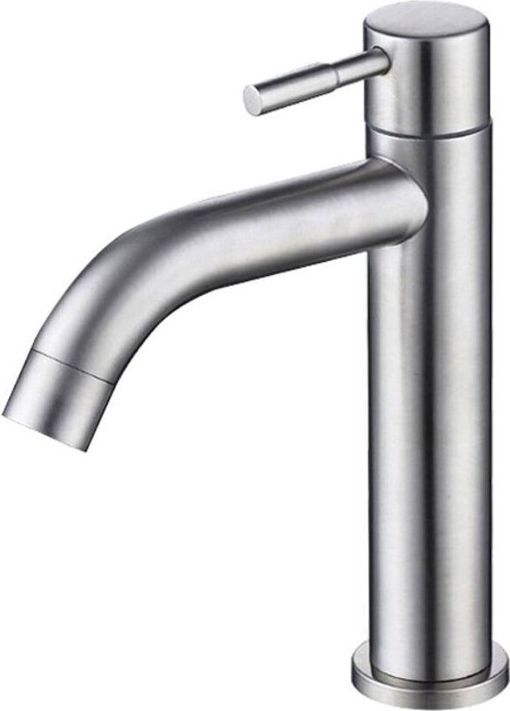 Wasserhahn, nur für Kaltwasser, gebogener Auslauf, mit 80 cm langem, explosionsgeschütztem G1/2-Schlauch