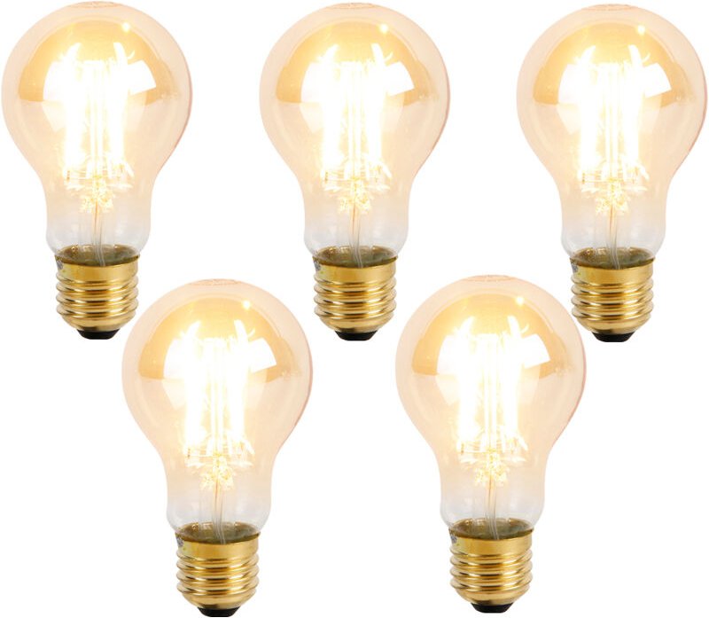 Luedd - 5er Set E27 3-Stufen dimmbar LED-Leuchtmittel A60 Goldline 5W 530lm 2200K