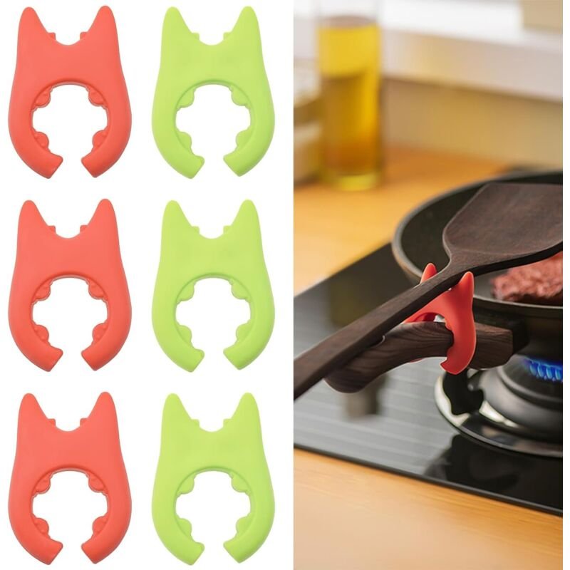 CCYKXA 6-teiliges Topf-Überlaufschutz-Set mit Löffelhebern für die Deckel, Silikon-Deckelheber zur Verhinderung des Über...