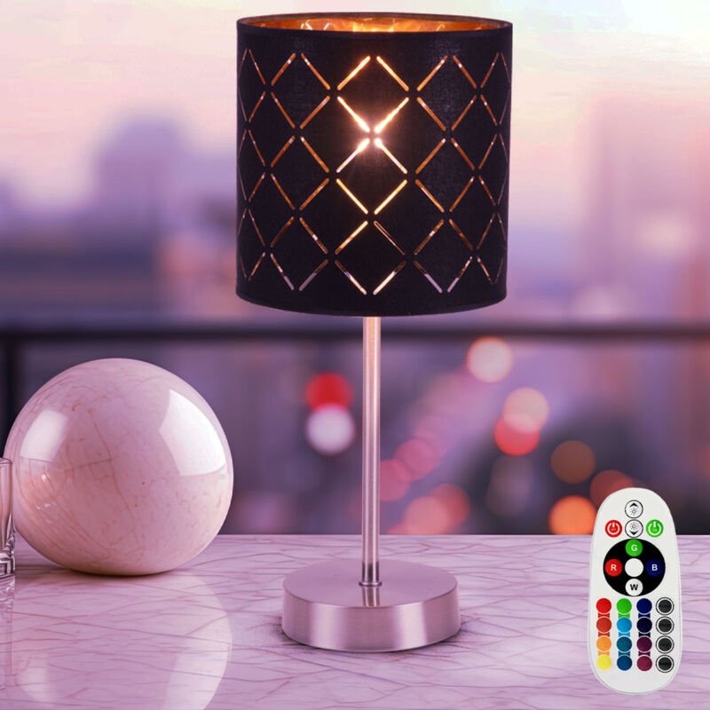 Design Tisch Lampe Ess Zimmer Strahler Muster Dimmer Fernbedienung im Set inkl. rgb led Leuchtmittel