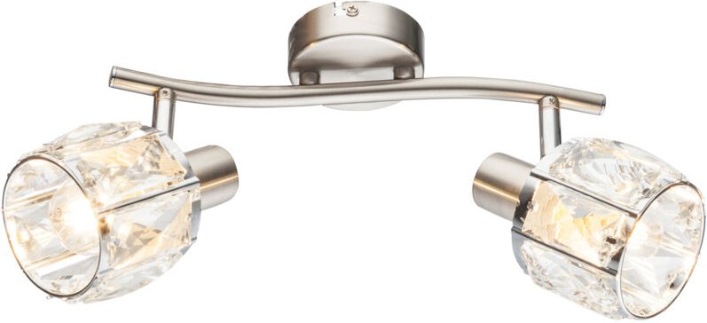 Deckenstrahler kris 2-flammig mit Glaskristallen Silber matt, Breite 28cm
