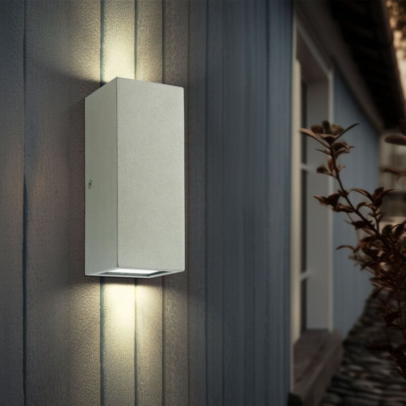 Wandlampe Wandleuchte Hauswandleuchte Außenlampe Fassadenleuchte, Up & Down 2 Flammig IP44, Edelstahl, led 6W 300Lm warm...