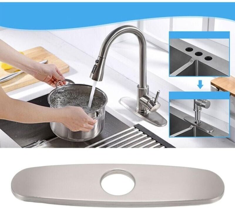 Abdeckung für das Spülbeckenarmaturloch aus gebürstetem Edelstahl 304, fischförmige Bodenplatte, Sockelplatte, dekorativ...