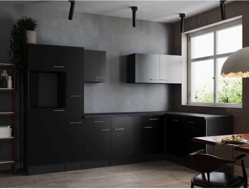 L Küche Leerblock Winkelküche Grau Matt Schwarz Oliver 310 x 172 cm Respekta