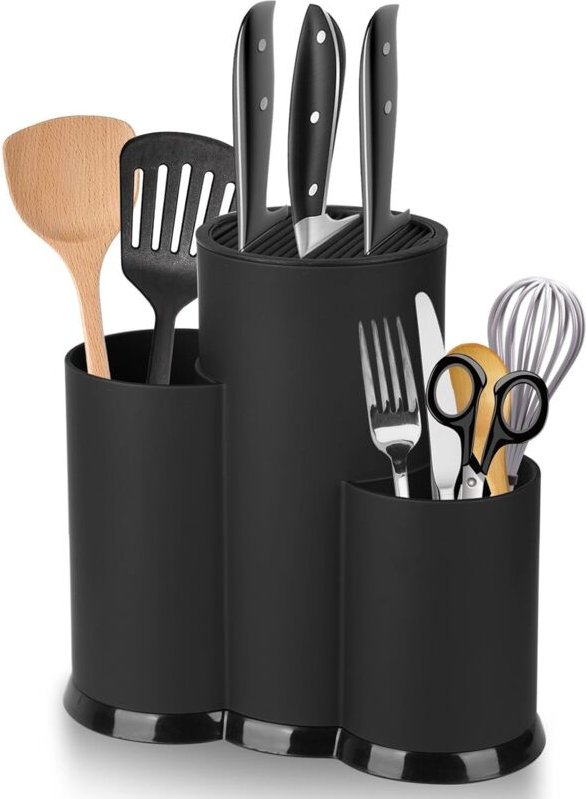 Leerer Küchenmesserblock, 3-in-1 Universal-Rundmesserhalter, abnehmbare Messerleiste mit Schlitzen, Küchenutensilienhalt...