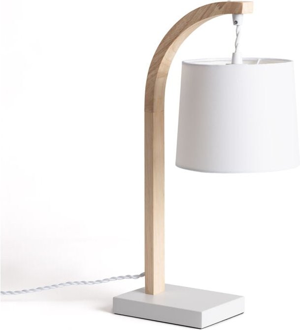 Tischlampe Stoff und Holz Haakon Weiß