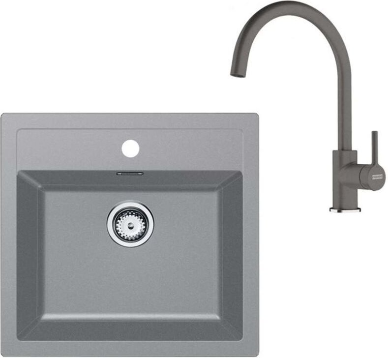 Franke - Sets - Küchenset T122Š, Tectonite-Spüle sid 610 und Armatur fc 6018.901, grau/steingrau 143.0687.391