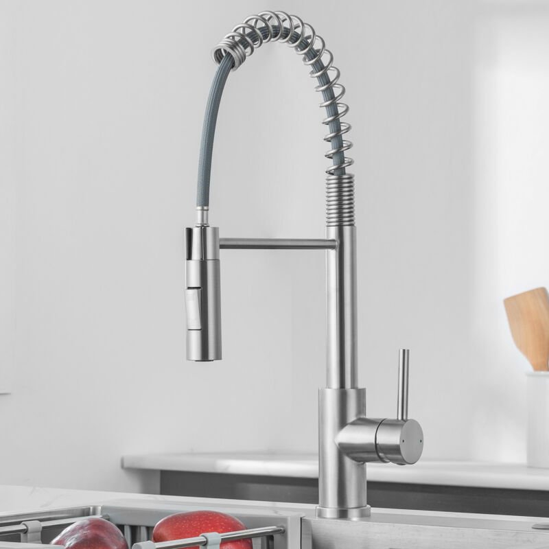 AURALUM MAX Wasserhahn Küche mit Brause ausziehbar, 360° Schwenkbar Federflex Küchenarmatur, Einhebel Spültischarmatur, ...