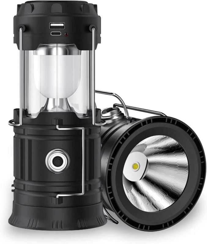 Solar-Campingleuchte, wasserdichte Taschenlampe, wiederaufladbar über USB, tragbar, Zelt, Notfall, Wandern