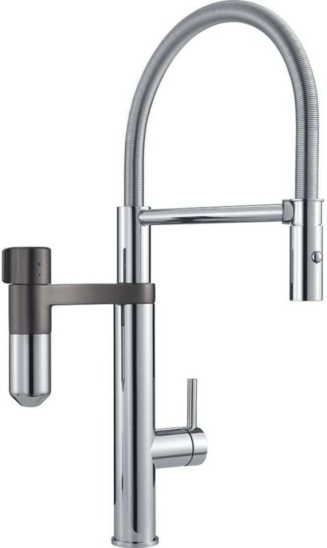 Franke Filter-Armaturen - Spültischarmatur Vital Tap mit Filter, flexiblem Arm und Brause, Chrom/Gun Metal 120.0621.230