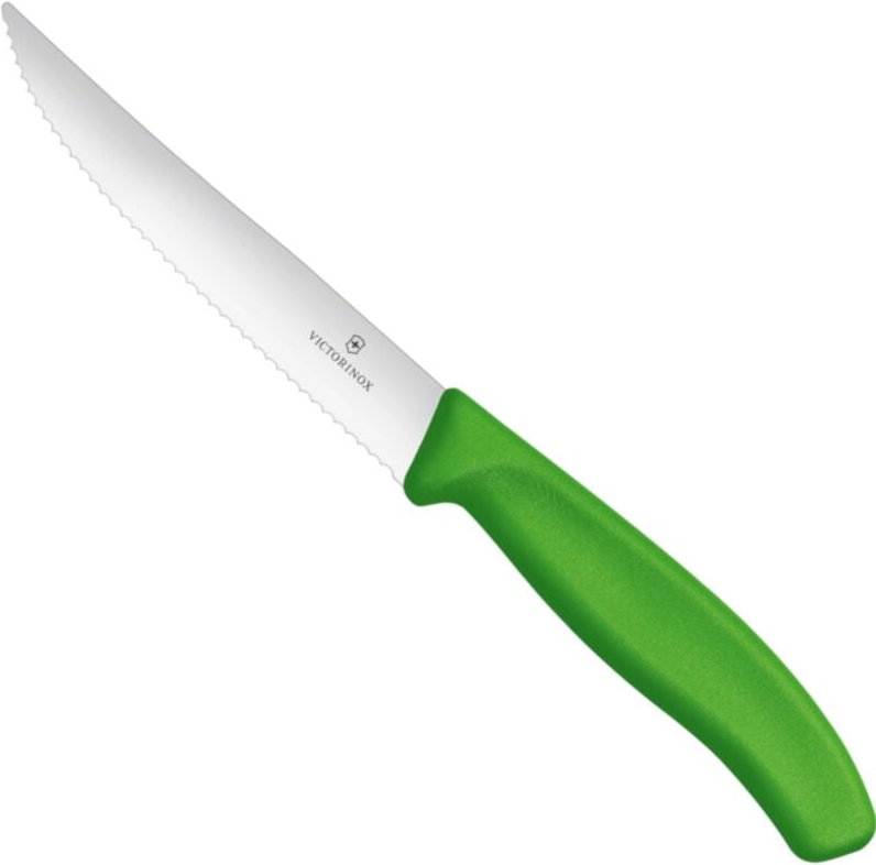 Thumbnail - Gezahntes Pizzasteakmesser mit scharfer Spitze, Länge 120/232 mm - grün