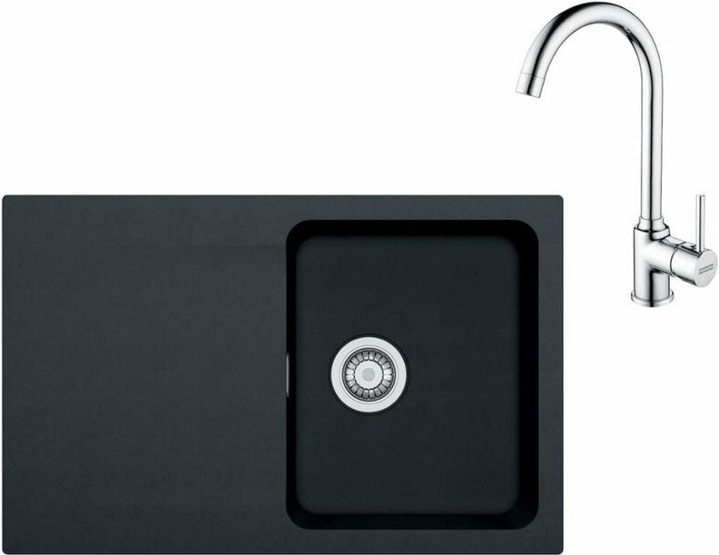 Sets - Set T96, Tectonite-Spüle oid 611-78 und Armatur fp 9000.031, schwarz/chrom 143.0675.618 - Franke