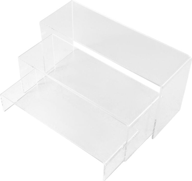 3-stufiger transparenter Acryl-Ausstellungsstand, Schaufenster, Schmuck, Kosmetik, Make-up-Kollektion, Aufbewahrungsrega...