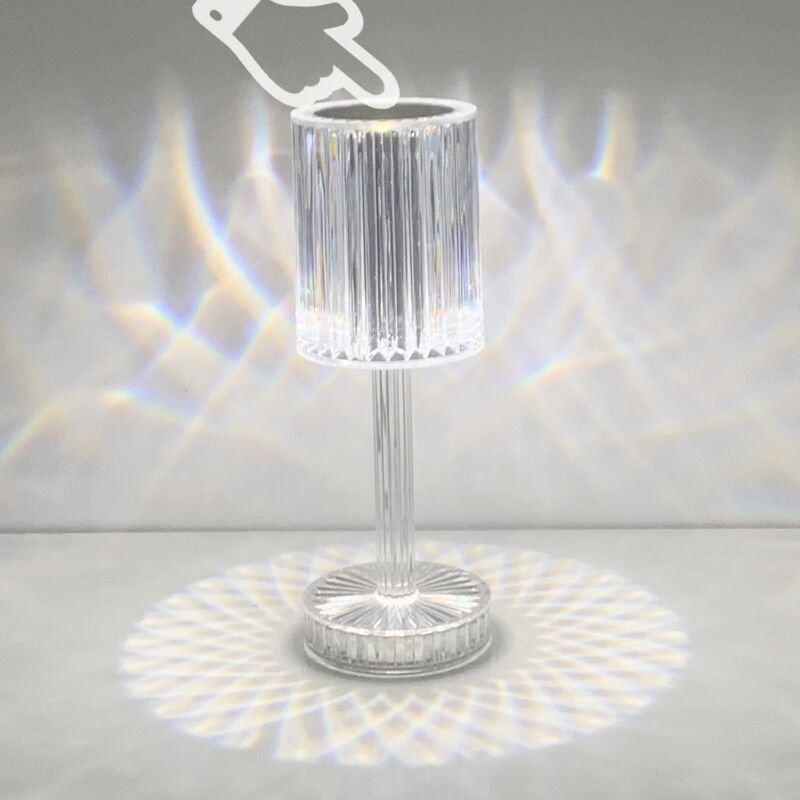 Ersandy - Kristall-LED-Tischlampe, wiederaufladbare kabellose Tischlampe, Touch-Dimm-LED-Nachttischlampe für Wohnzimmer,...