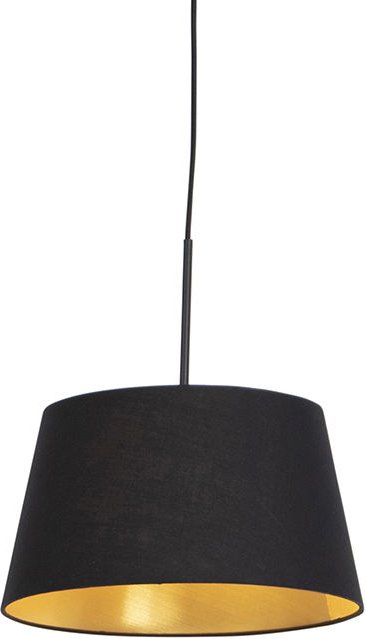 Thumbnail - Hängelampe mit Baumwollschirm schwarz mit Gold 32 cm - Combi