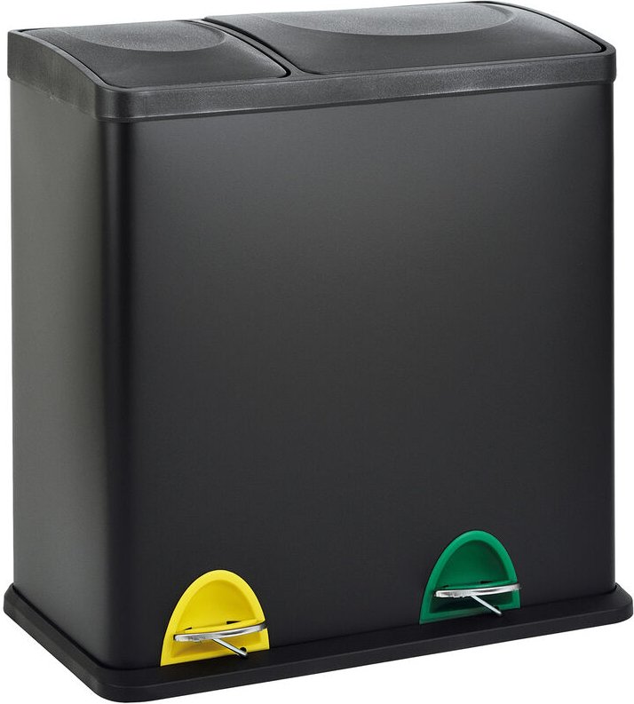 TC2Combo35 Mülleimer 35 Liter 12+23l Treteimer Trennsystem Küche Schwarz - Svita