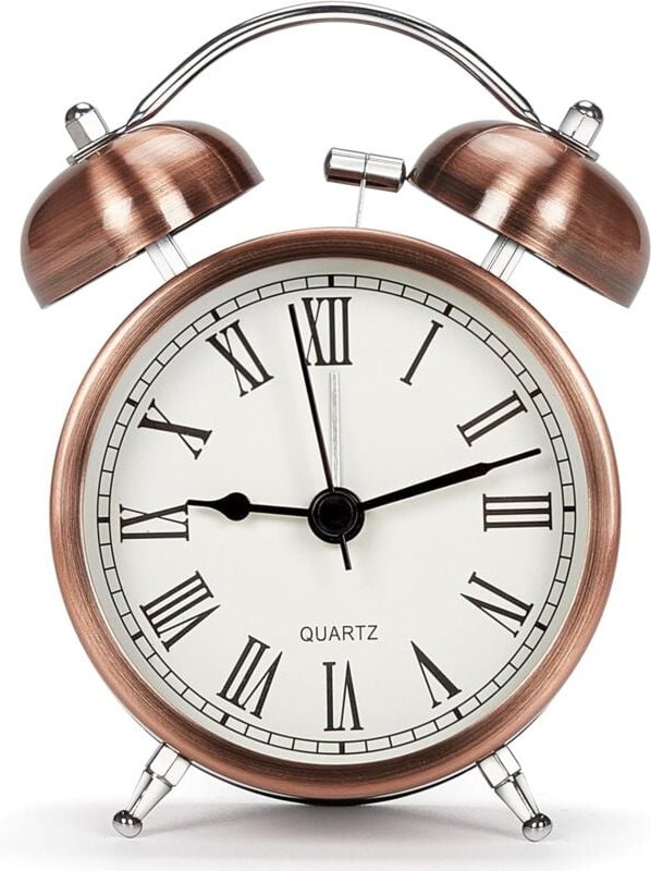 Ersandy - Leiser, nicht tickender Reisewecker im Vintage-Stil, analoge Quarz-Doppelglockenuhr mit lautem Alarm, batterie...