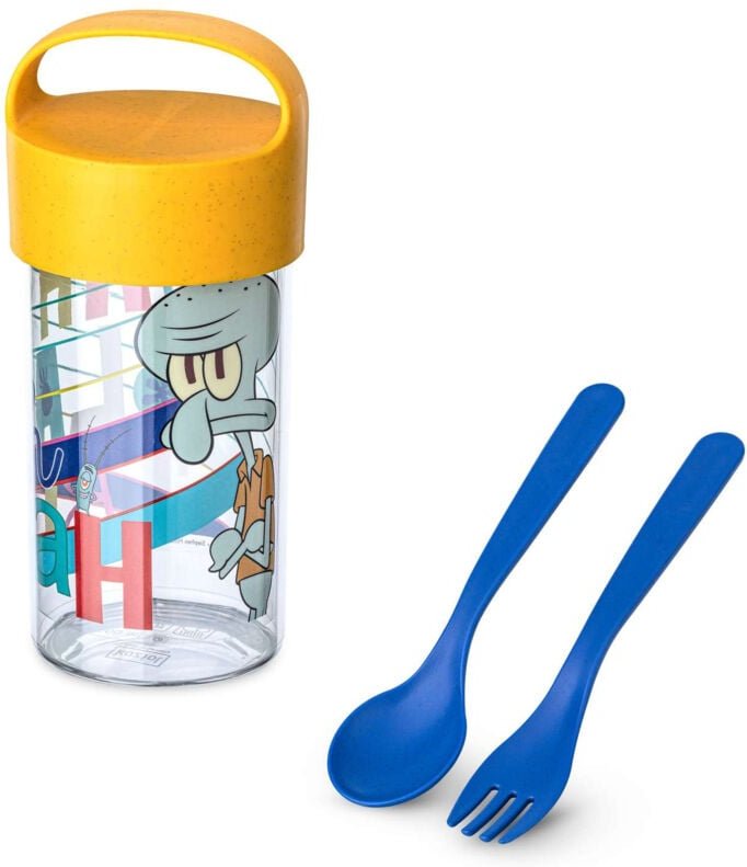 Snack-/Trinkbehälter 500 ml mit Besteck Buddy Snack SpongeBob, KOZIOL