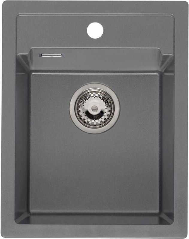 Reginox - Einbauspüle mit Frontblende Amsterdam 34- robustes Spülbecken aus Granit, grey silvery