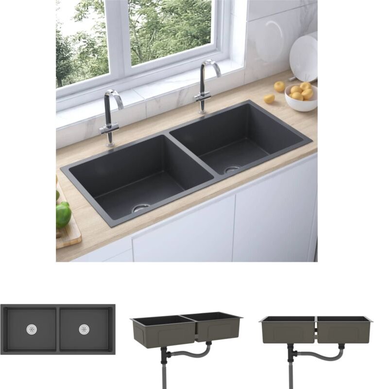 The Living Store - Handgemachte Einbauspüle Schwarz Edelstahl - Küchenspülen & Spülbecken - Schwarz