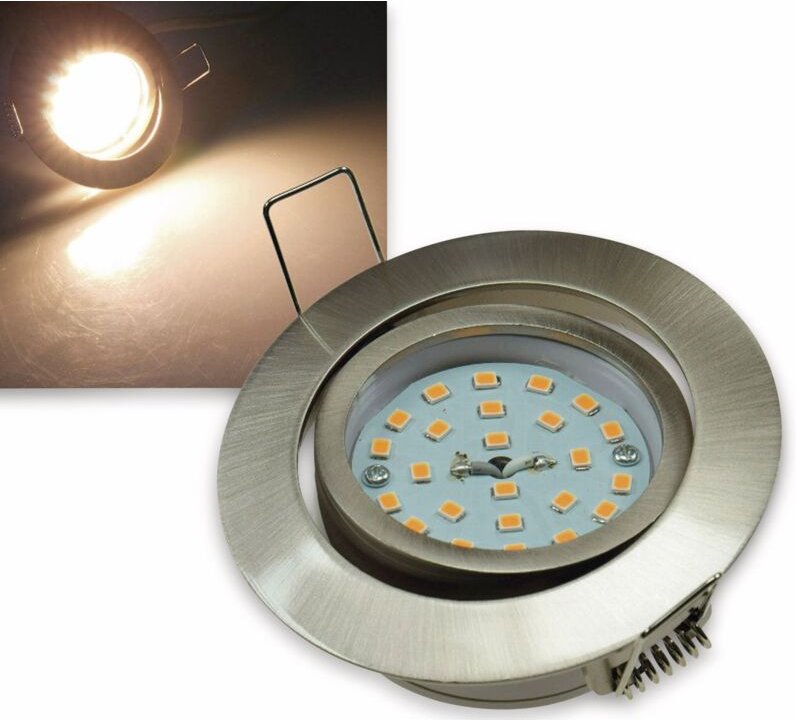 CHILITEC LED-Einbauleuchte "Flat-32" EEK F, 5 W, 420 lm, 2900 K, Edelstahl, dimmbar