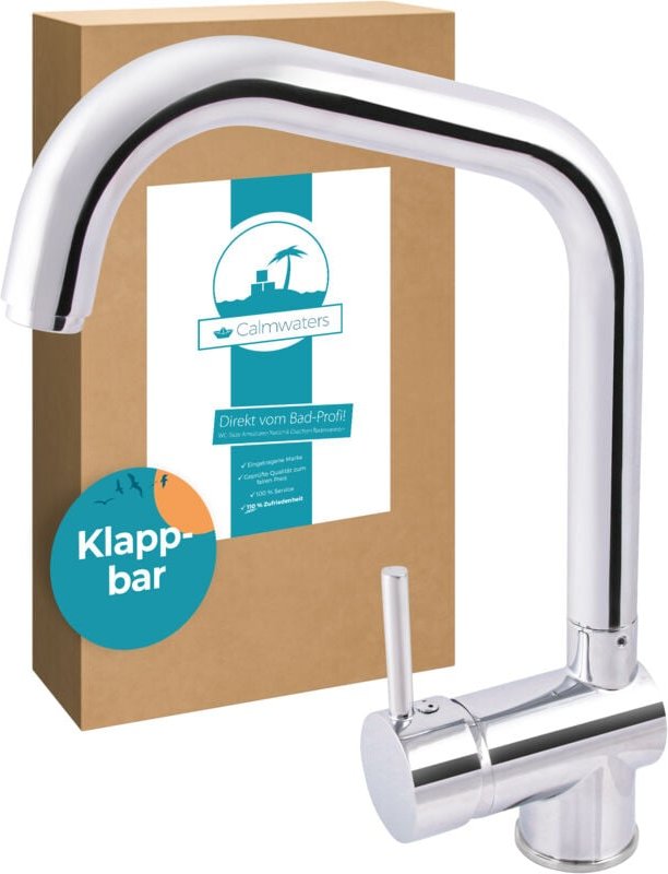 Calmwaters Wasserhahn Küche, Vorfenster Küchenarmatur klappbar, Hochdruck Armatur Küche für Unterfenstermontage, Einhebe...