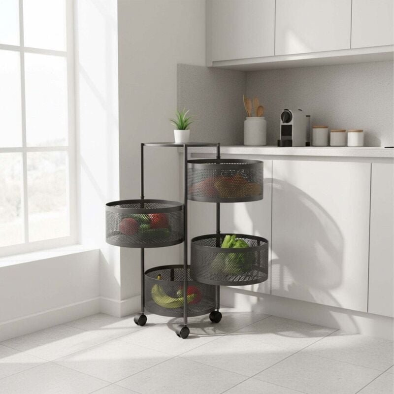 Kuchenwagen mit drehbaren ablagen - metall rollbar stauraum