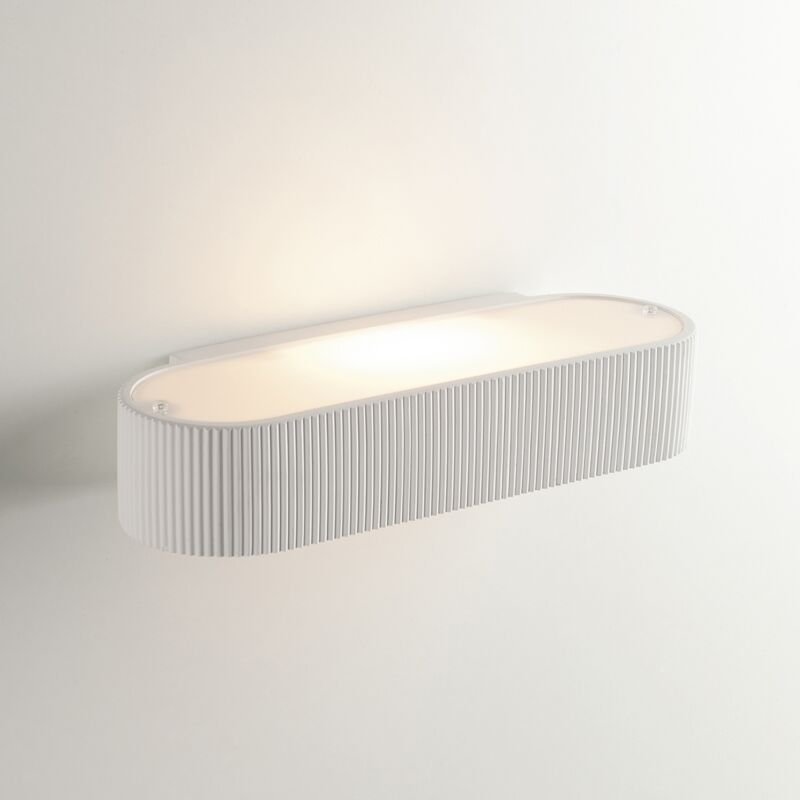 Moderne ovale Wandleuchte aus weißem, überstreichbarem Gips Gatsby