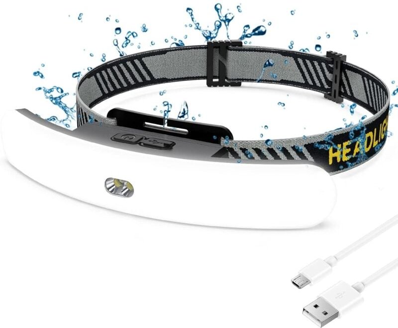 LED-Stirnlampe, über USB wiederaufladbar, LED-Stirnlampe mit 6 Beleuchtungsmodi, superheller, wasserdichter, leichter Sc...