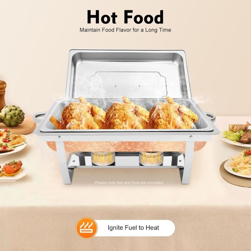 Edelstahl Warmhaltebehälter, 9L Speisenwärmer mit Griff, Buffetwärmer Chafing Dish Geeignet für Catering, Hochzeiten und...