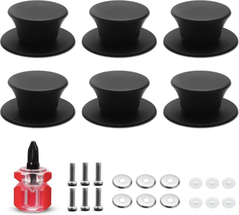 Set mit 6 Silikon-Topfdeckelknöpfen – BPA-freie, hitzebeständige Deckelgriffe – Universalknöpfe für Deckel und Küchenute...