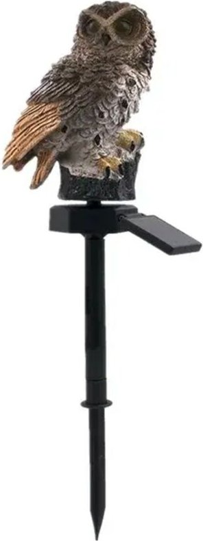 Solar-LED-Außenlampe, wasserdichte Laterne, Feengartendekoration, für die Straße, Papagei/Eule (Braun)