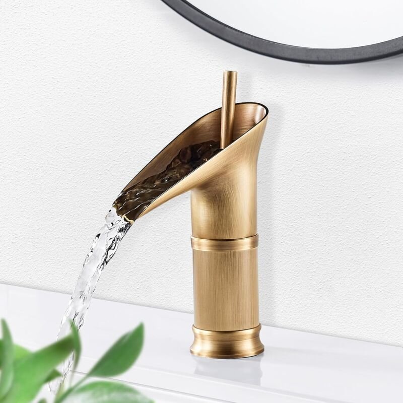 Retro-Wasserfall-Waschtischarmatur, Wasserfall-Waschtischarmatur, Antike Badezimmer-Mischbatterie, Warm- und Kaltwasser-...